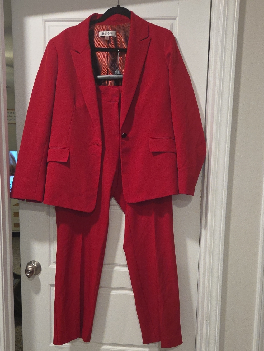 Kasper Bold Red Women's Tailored Blazer and Pants Suit